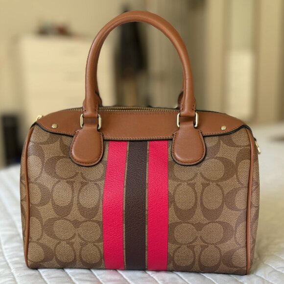 Coach Brown Coated Canvas and Leather Mini Satchel Bag - Picture 2 of 5